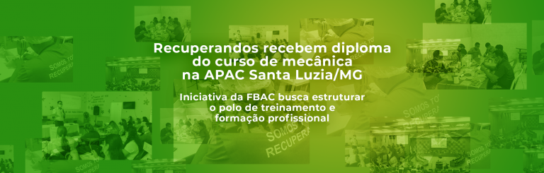 Recuperandos recebem diploma do curso de mecânica de automóveis na APAC Santa Luzia/MG